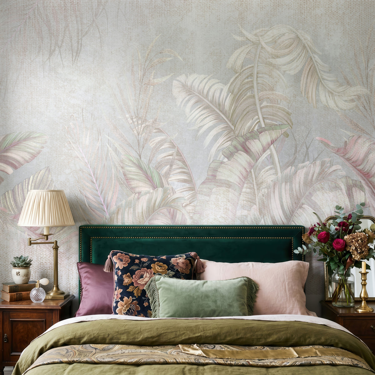Blush Tropics Botanical Wallpaper