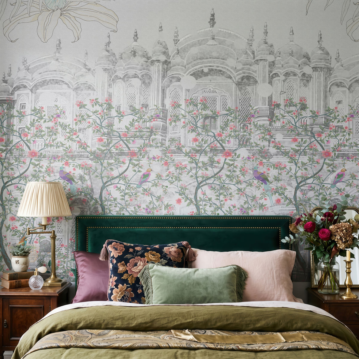 Majestic Palace Garden Botanical Wallpaper