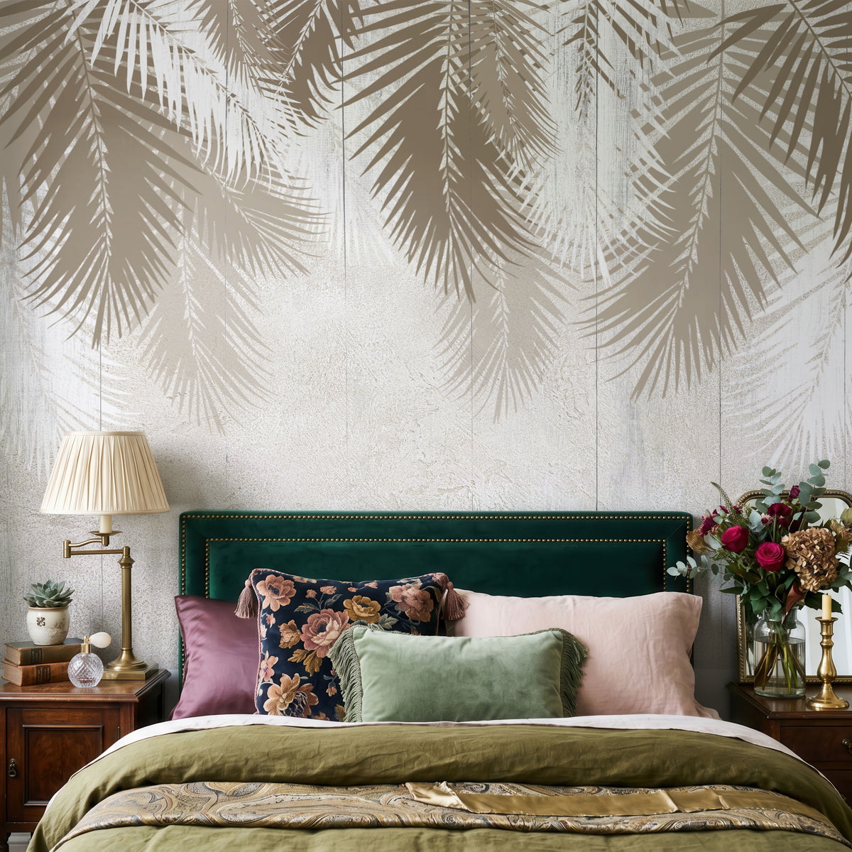 Palm Shadows Botanical Wallpaper