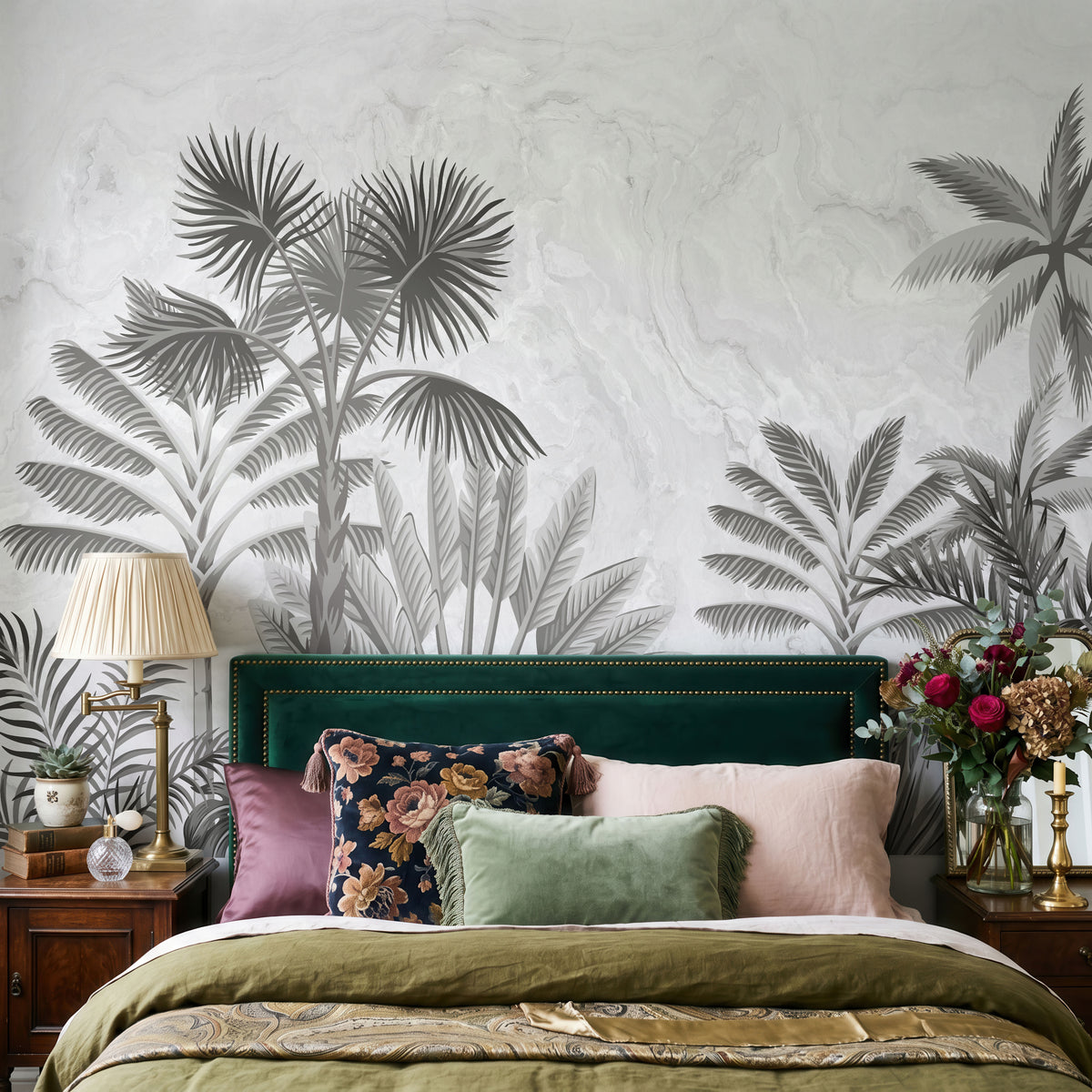 Palm Silhouettes Botanical Wallpaper