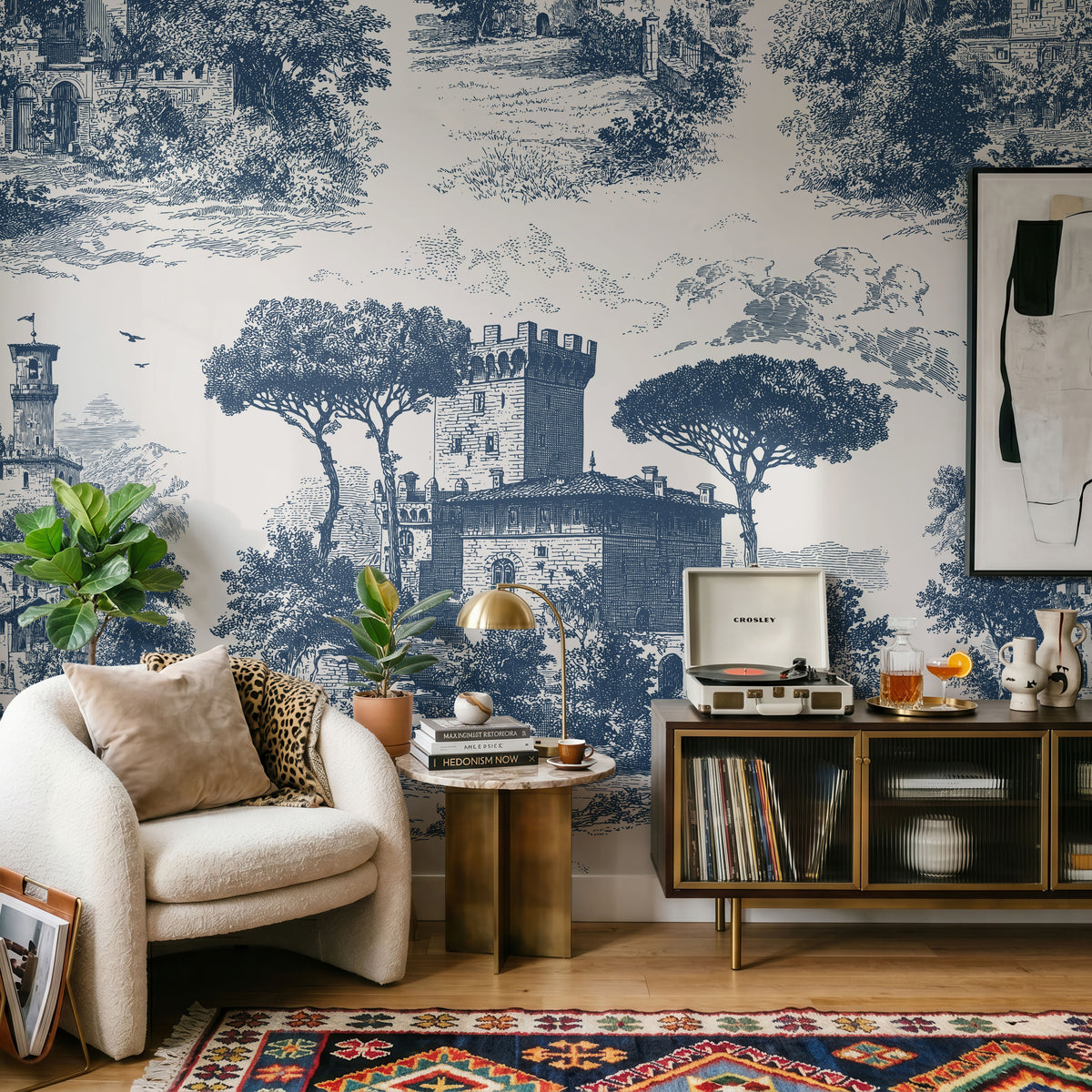 Indigo Canopy Wallpaper, European Wallpaper