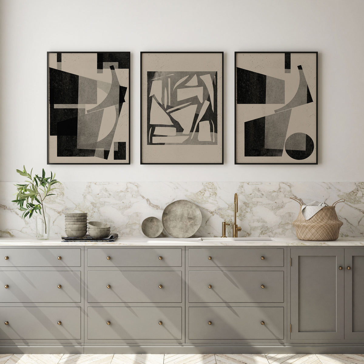 About the Snow and Forms Art Set of 3 Abstract Wall Decor Painting.