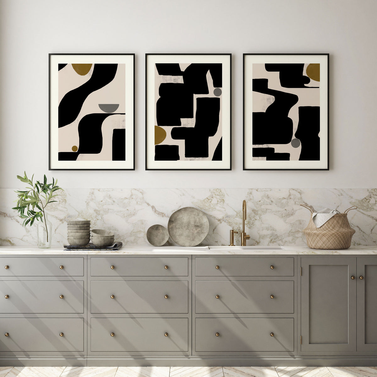 Abstract Art No2. Art Set of 3 Wall Decor Painting.
