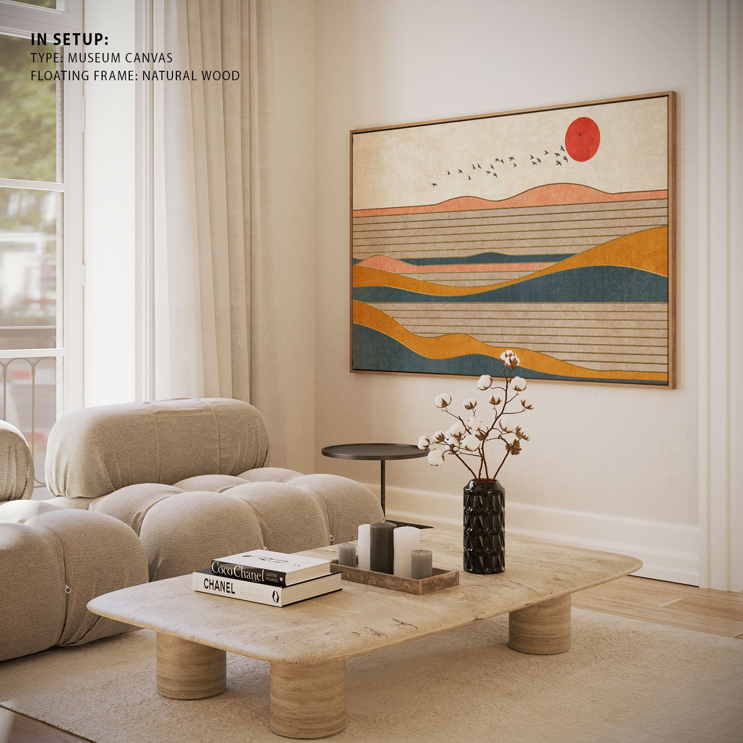 Buy Abstract geometric line color block art painting Canvas Painting ...
