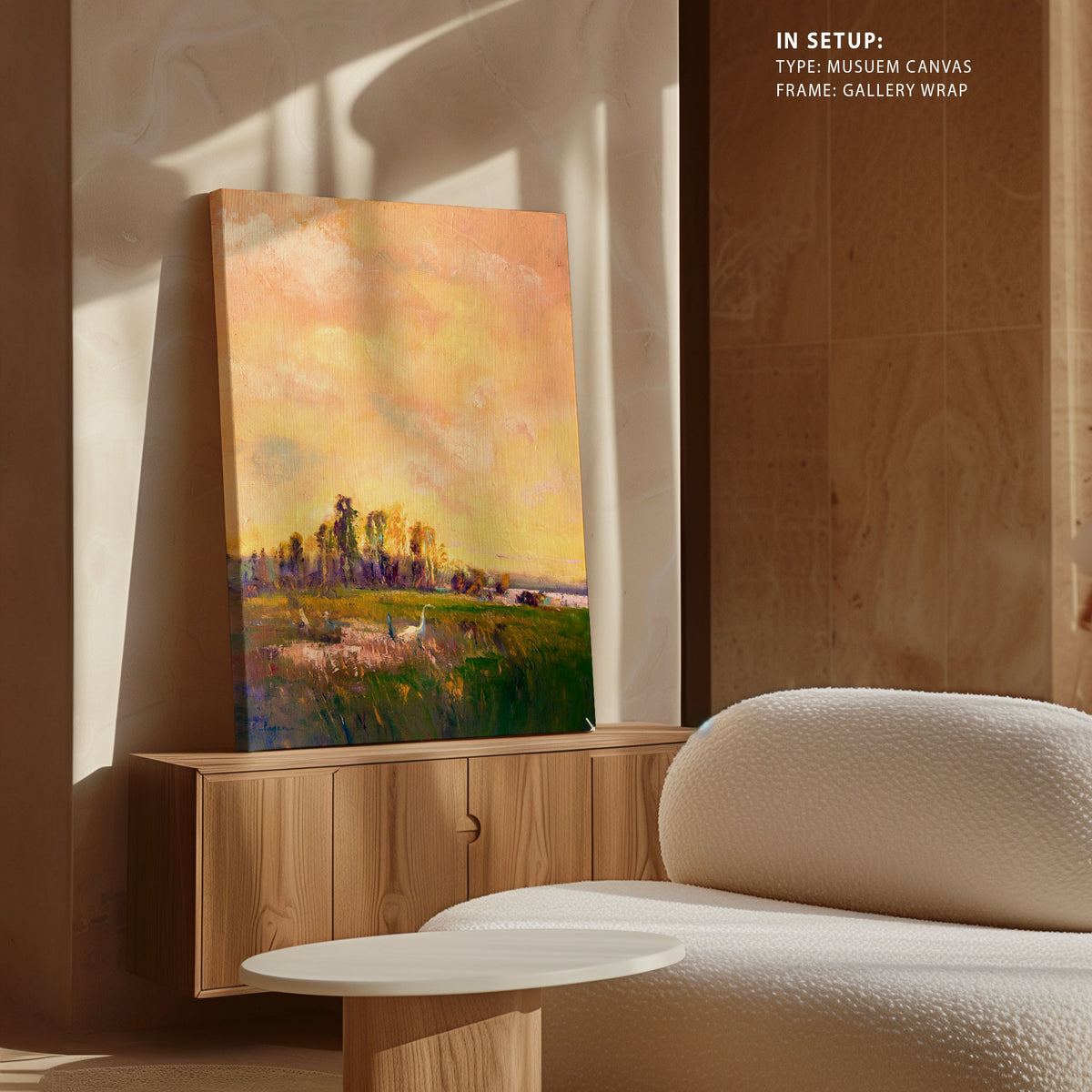 Sunlit Meadowscape, Abstract Painting