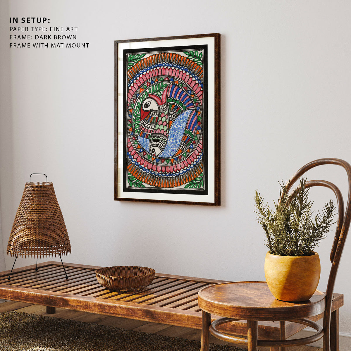 Madhubani Painting Fish Bird Art