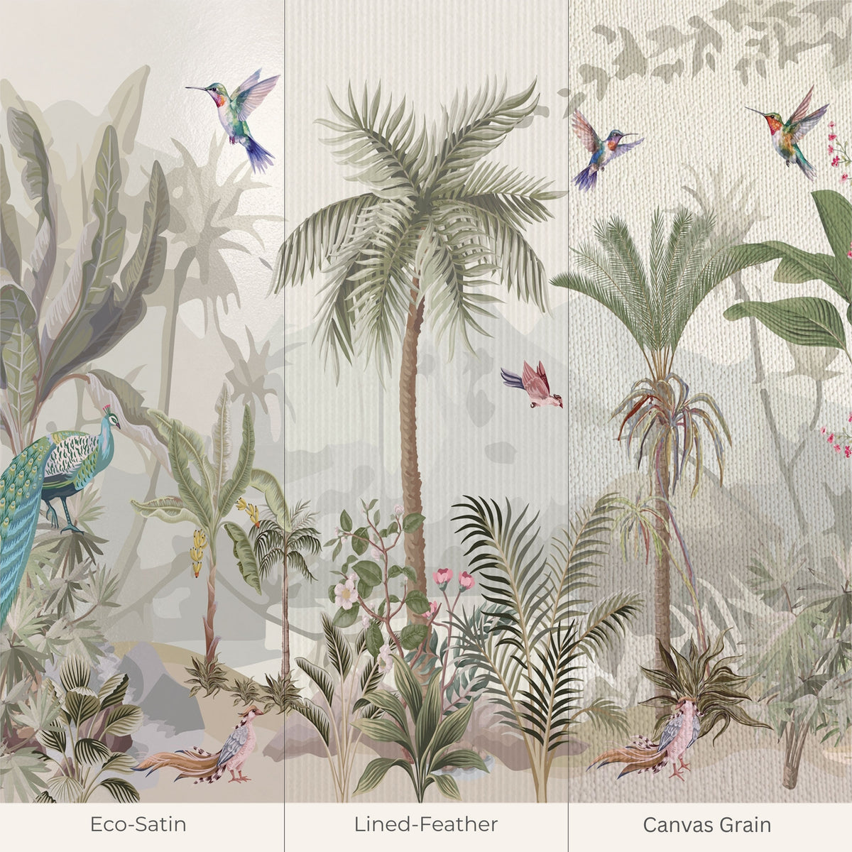 Tropical Paradise Aviary Botanical Wallpaper