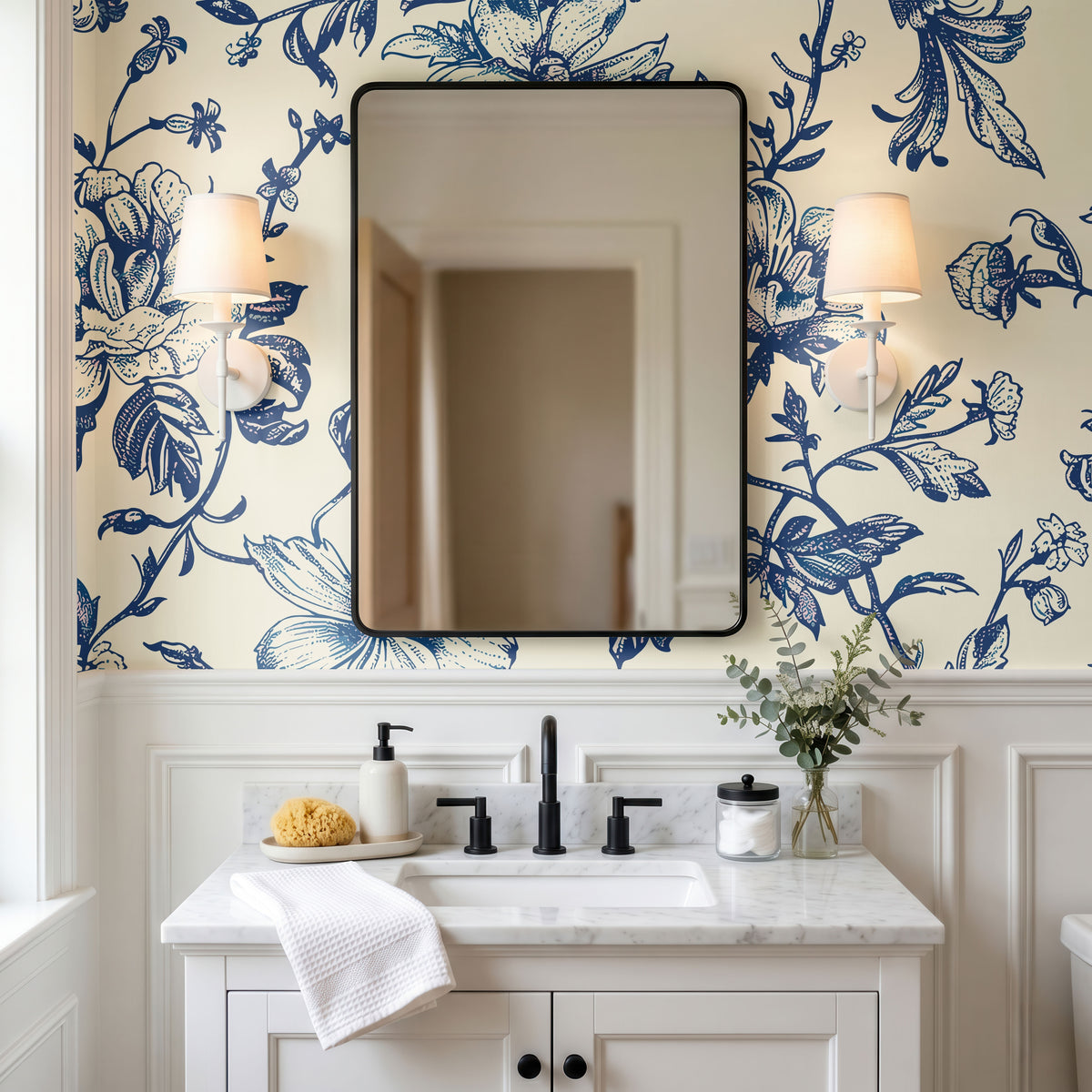 Jardin en Bleu Wallpaper, European Wallpaper