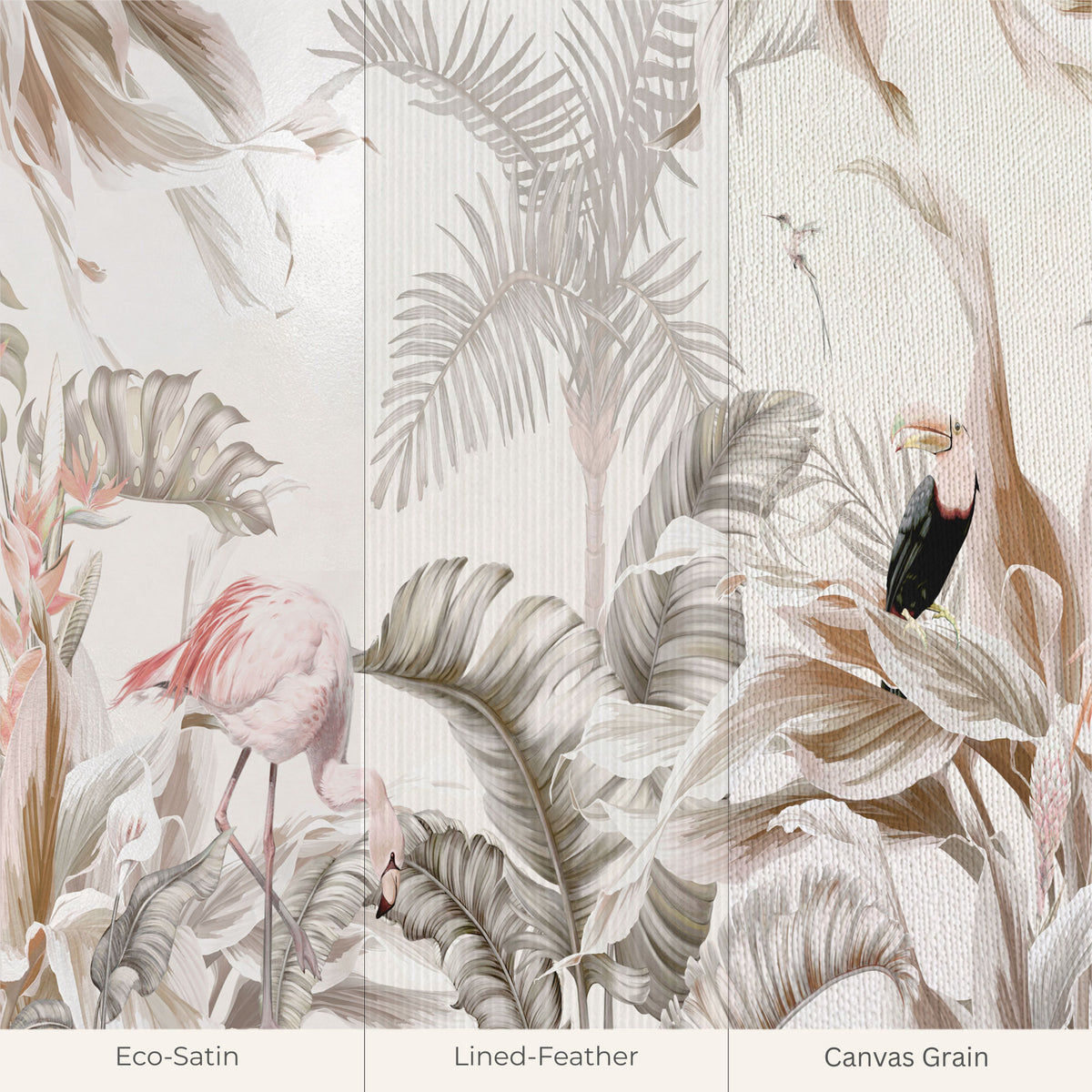 Tropical Flamingo Haven Botanical Wallpaper