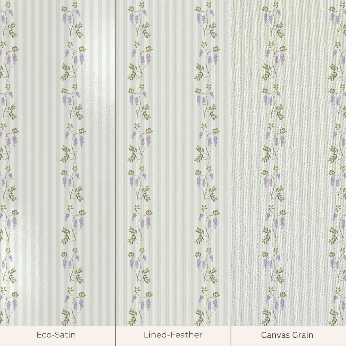 Wisteria Stripes Floral Wallpaper