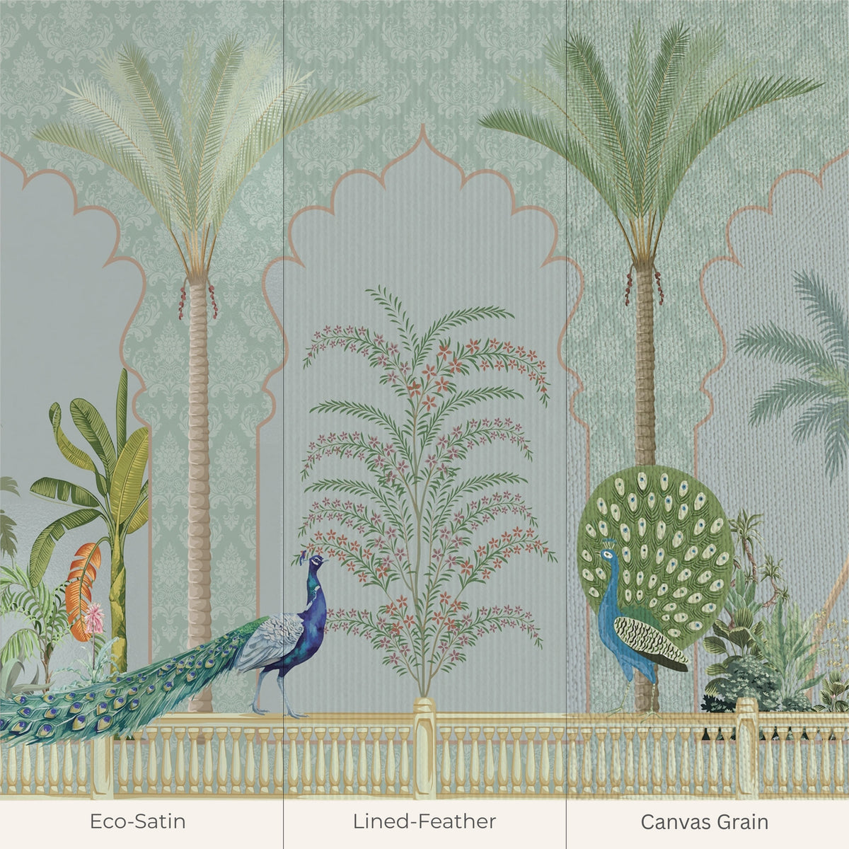 Peacock Courtyard Botanical Wallpaper