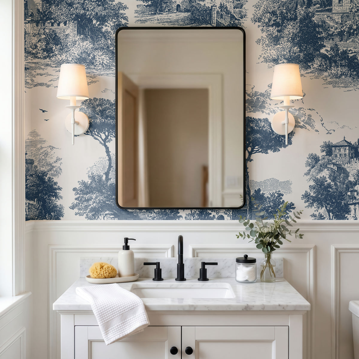 Indigo Canopy Wallpaper, European Wallpaper