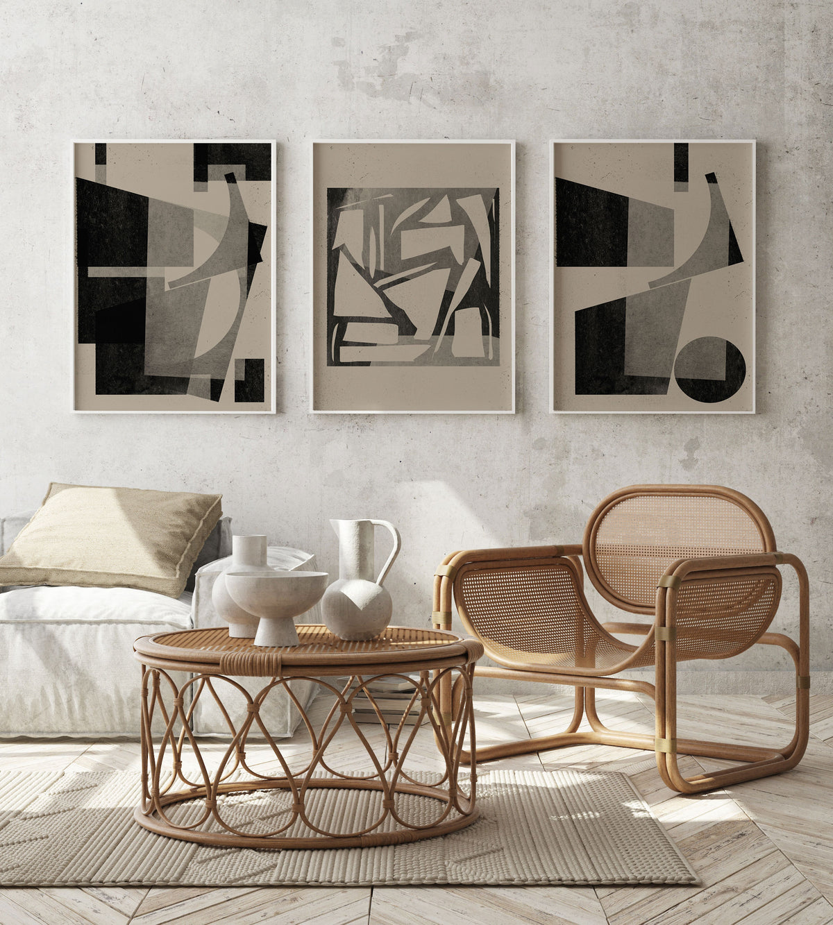 About the Snow and Forms Art Set of 3 Abstract Wall Decor Painting.