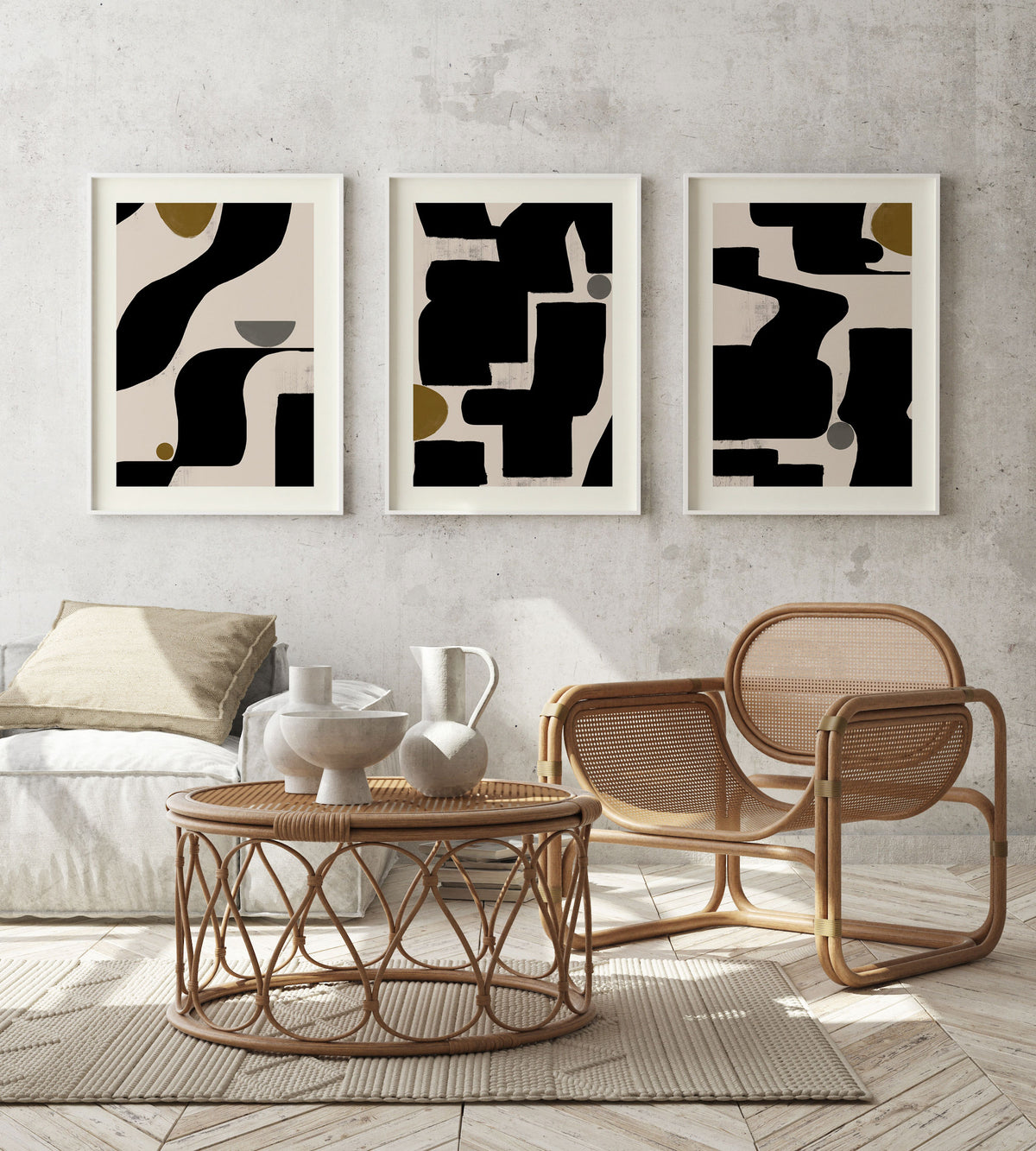 Abstract Art No2. Art Set of 3 Wall Decor Painting.