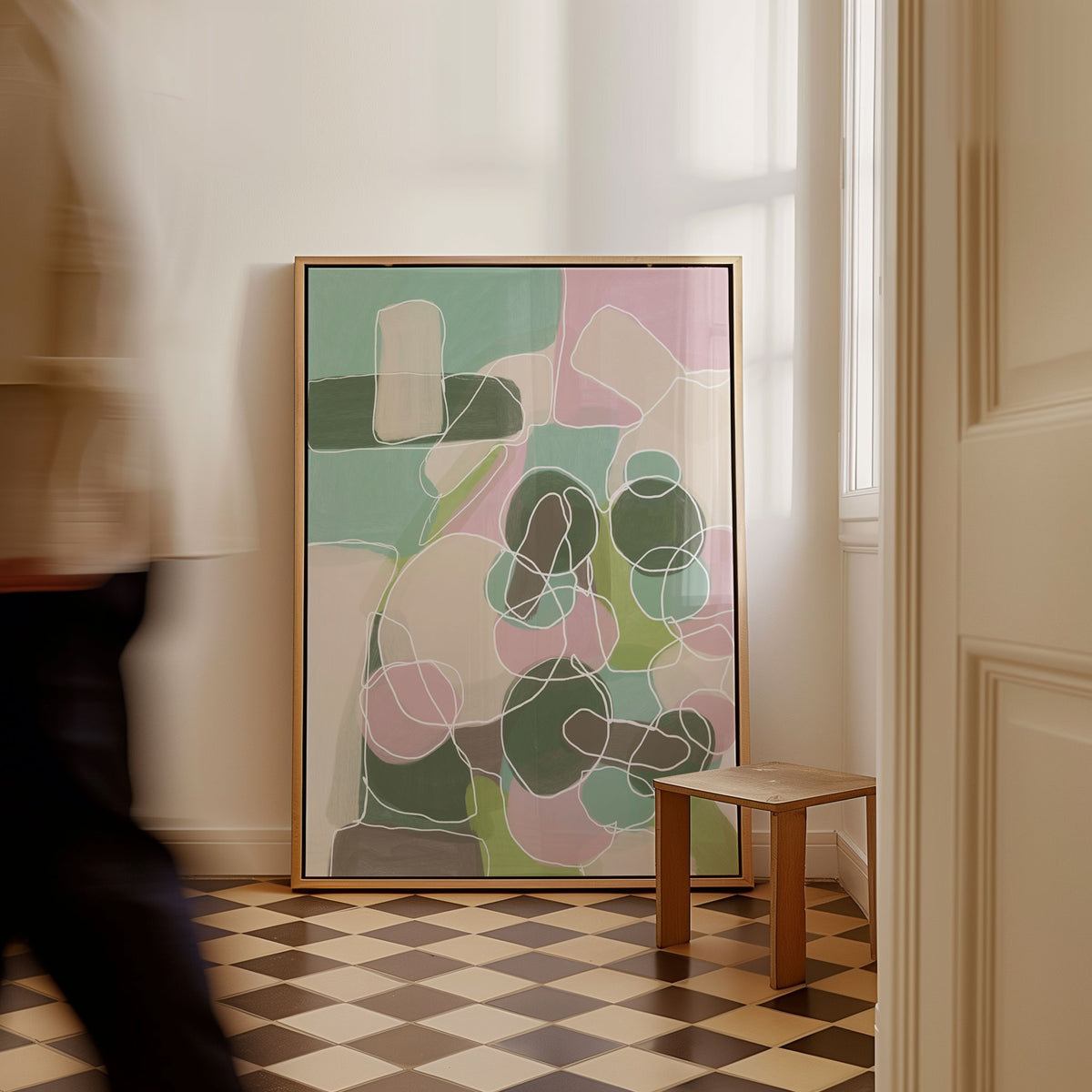 Abstract Green and Pink, Abstract Painting