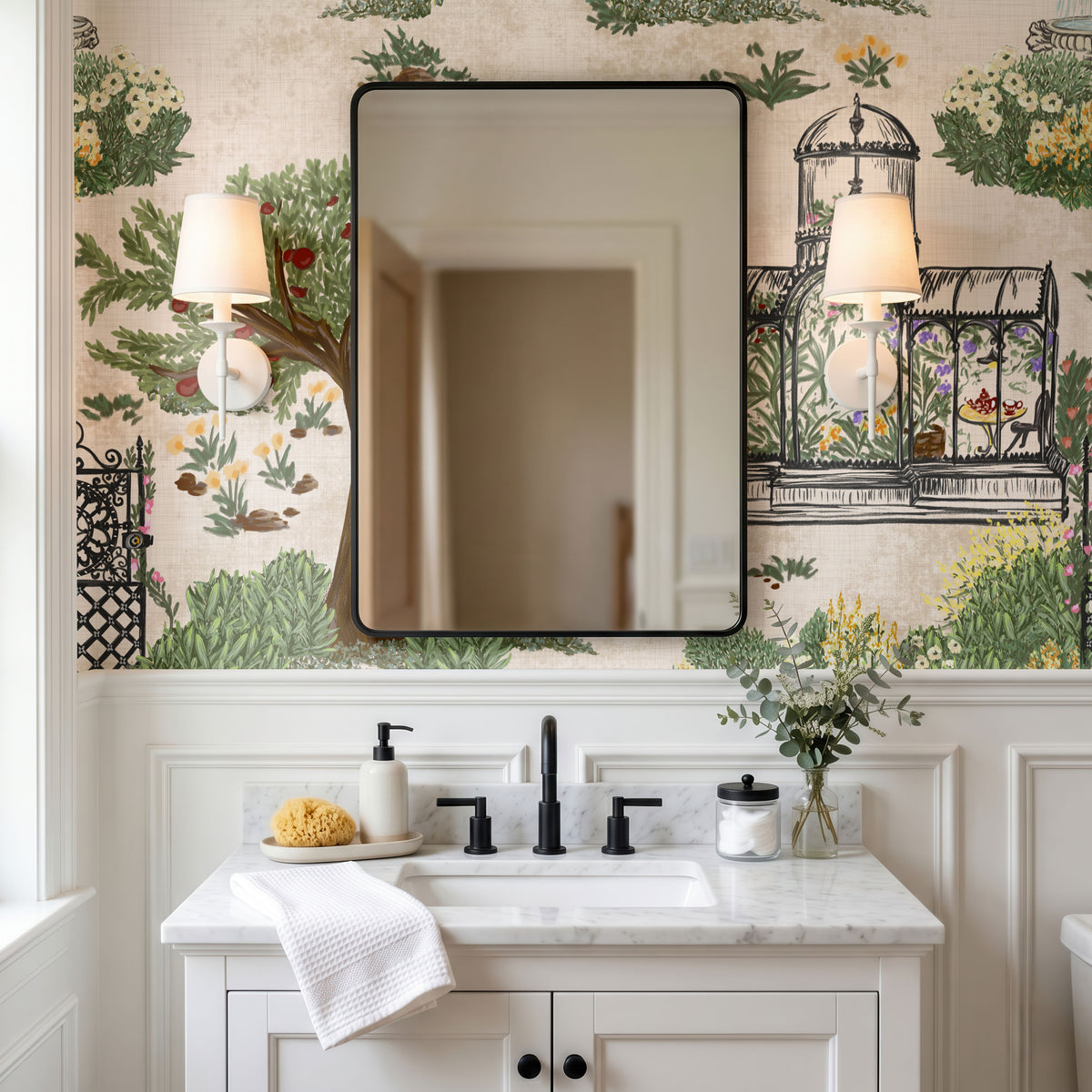 French Botanical Garden Wallpaper, European Wallpaper