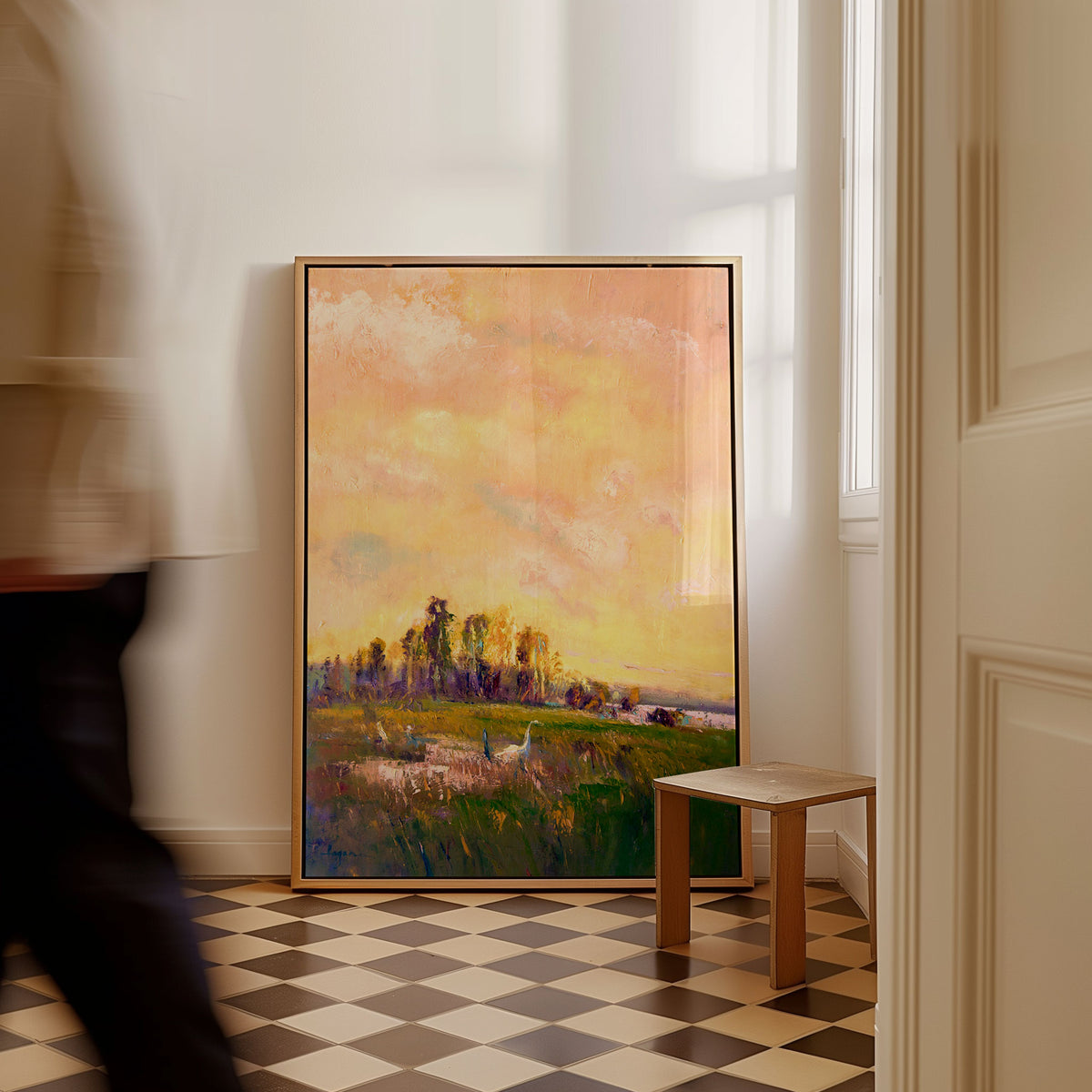 Sunlit Meadowscape, Abstract Painting
