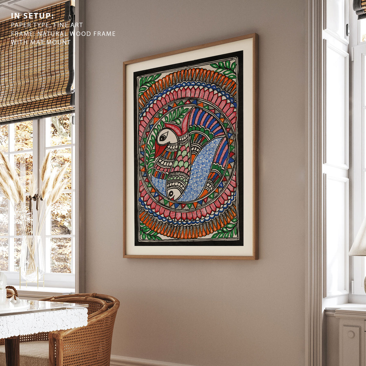 Madhubani Painting Fish Bird Art