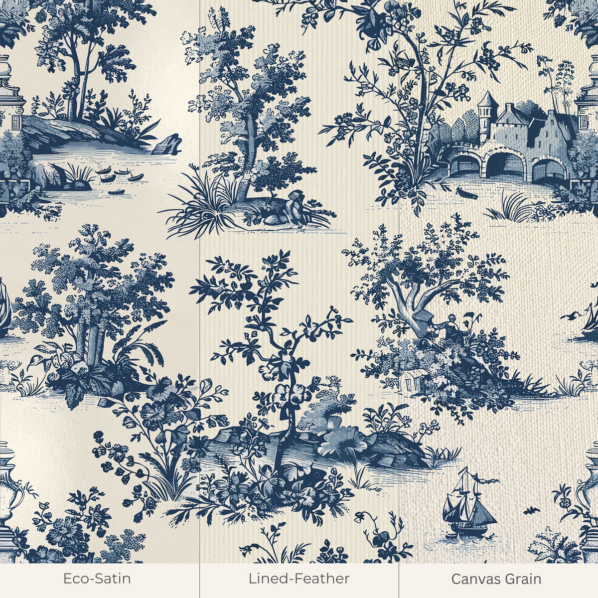 Bleu Botanique 02 Wallpaper, European Wallpaper, French Style