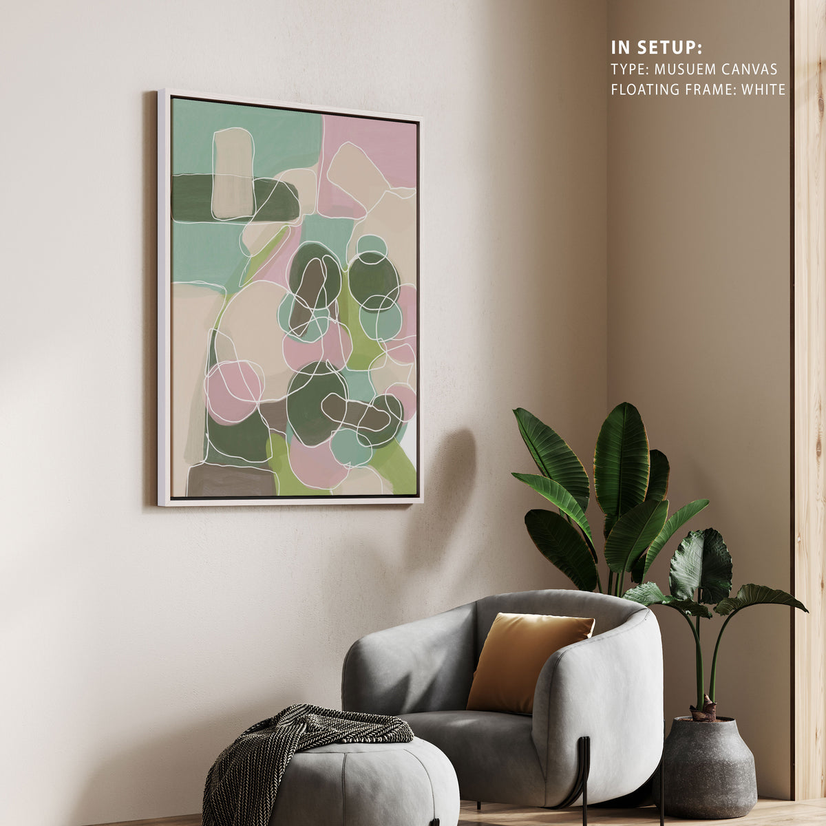 Abstract Green and Pink, Abstract Painting