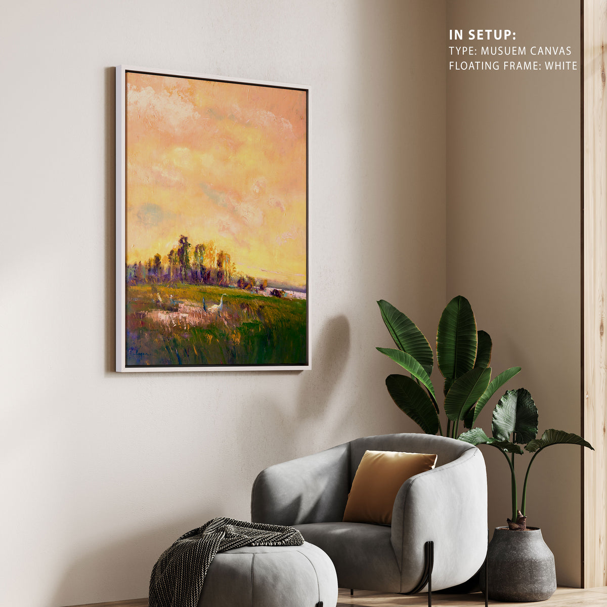 Sunlit Meadowscape, Abstract Painting