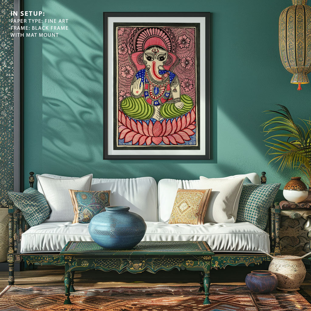 Madhubani Art Traditional Ganesha Blessings