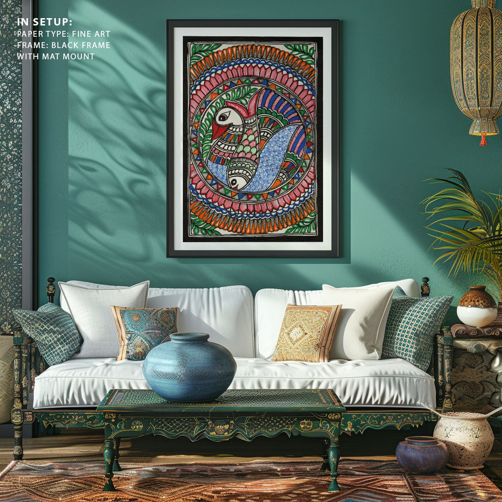Madhubani Painting Fish Bird Art