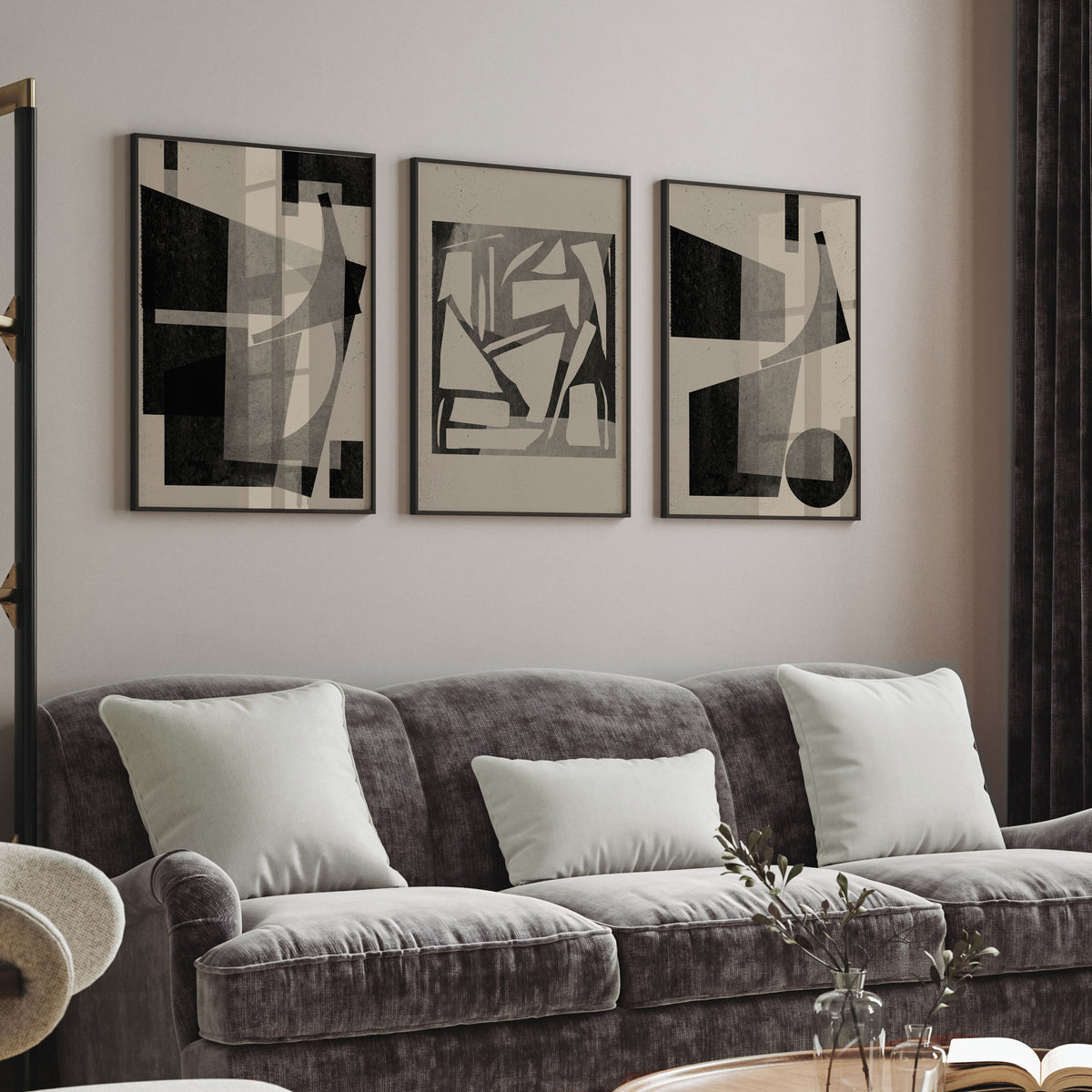 About the Snow and Forms Art Set of 3 Abstract Wall Decor Painting.