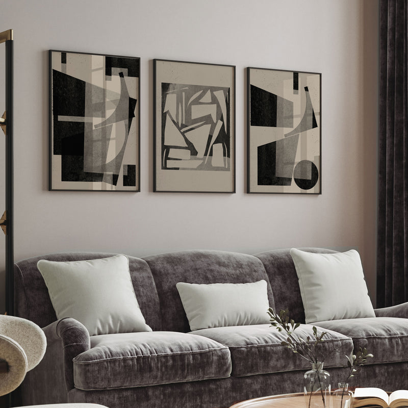 About the Snow and Forms Art Set of 3 Abstract Wall Decor Painting.