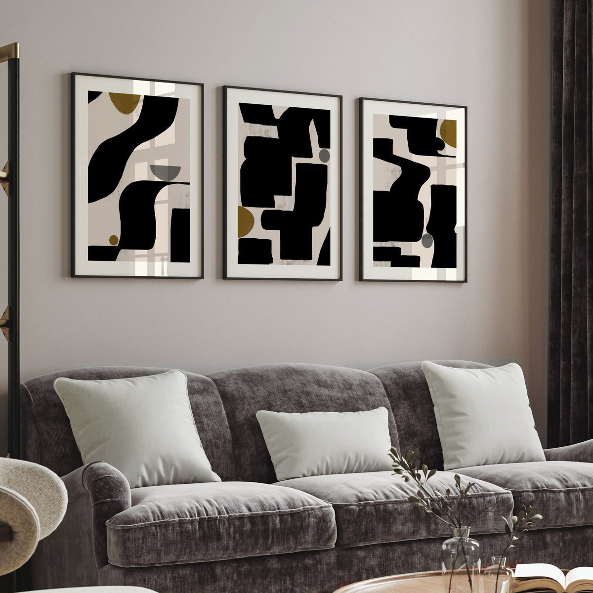 Abstract Art No2. Art Set of 3 Wall Decor Painting.
