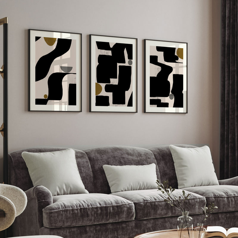 Abstract Art No2. Art Set of 3 Wall Decor Painting.