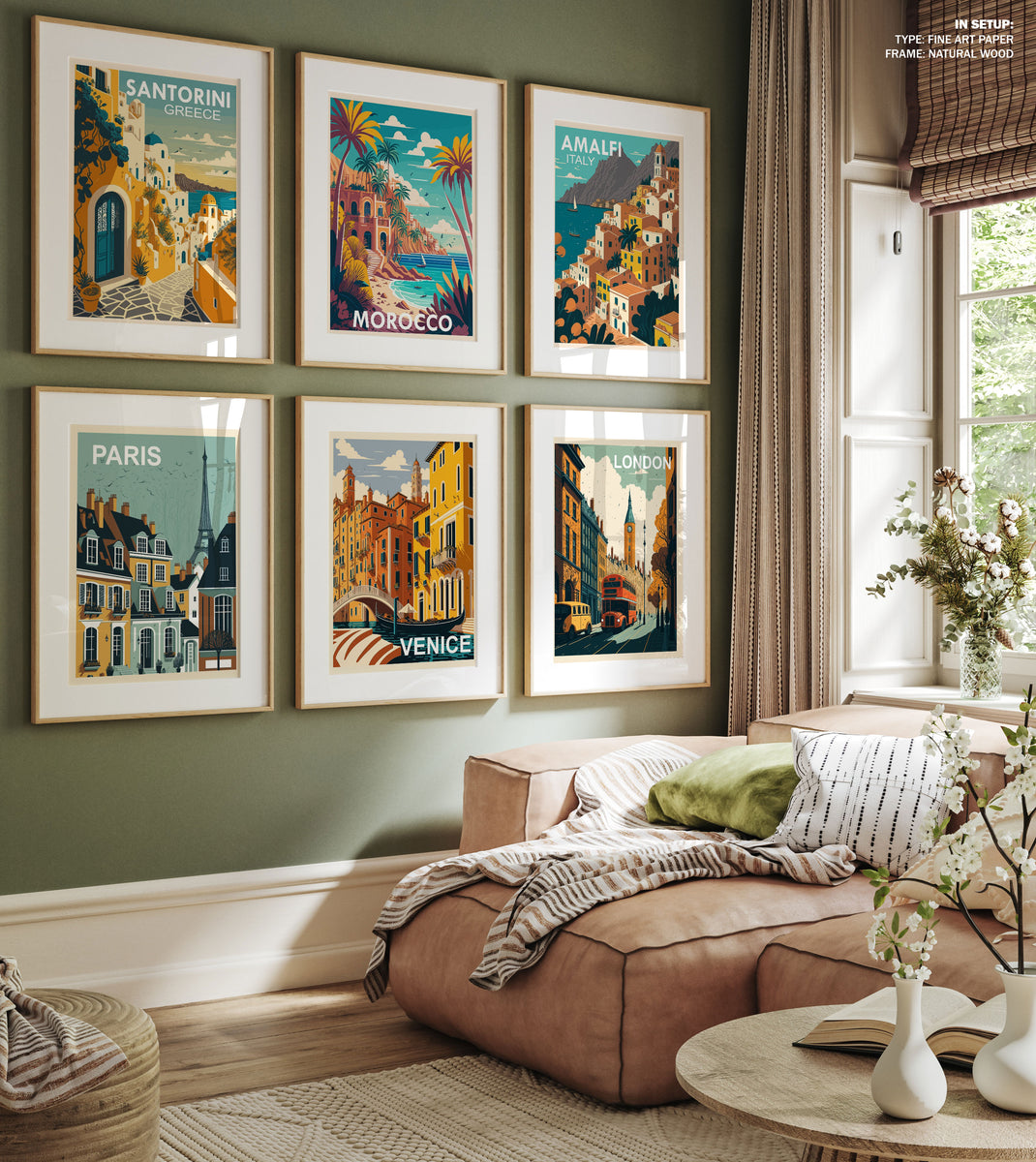 City View Art Set of 6, Travel Posters Painting. – Dessine Art