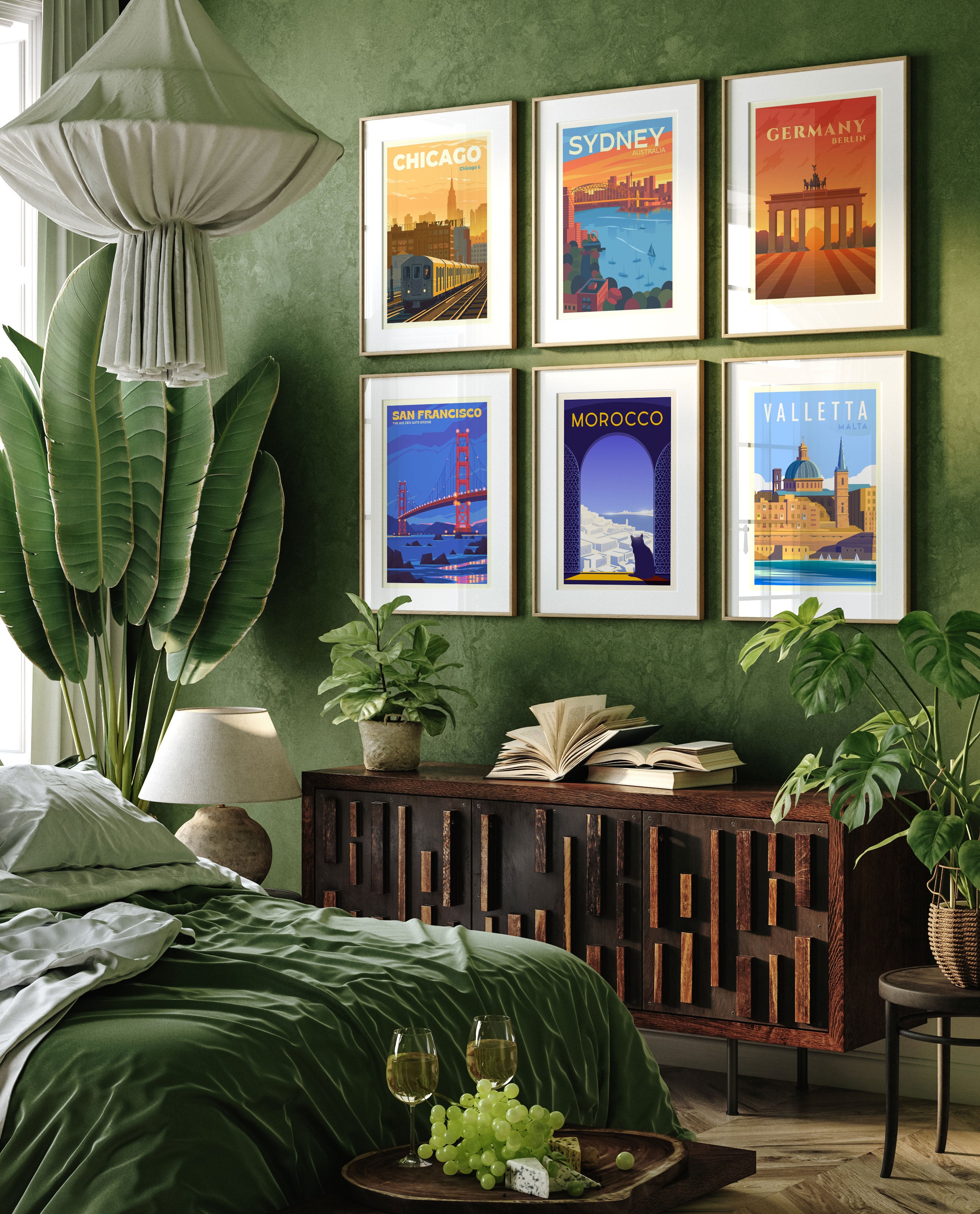 Travel Theme Art Set of 6, Travel Posters World Painting. – Dessine Art
