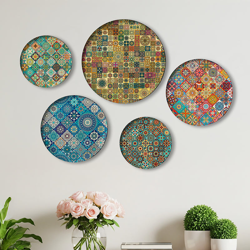 Mystic Turkish Wall Decor Plate, Set of 5, Art Plate Set
