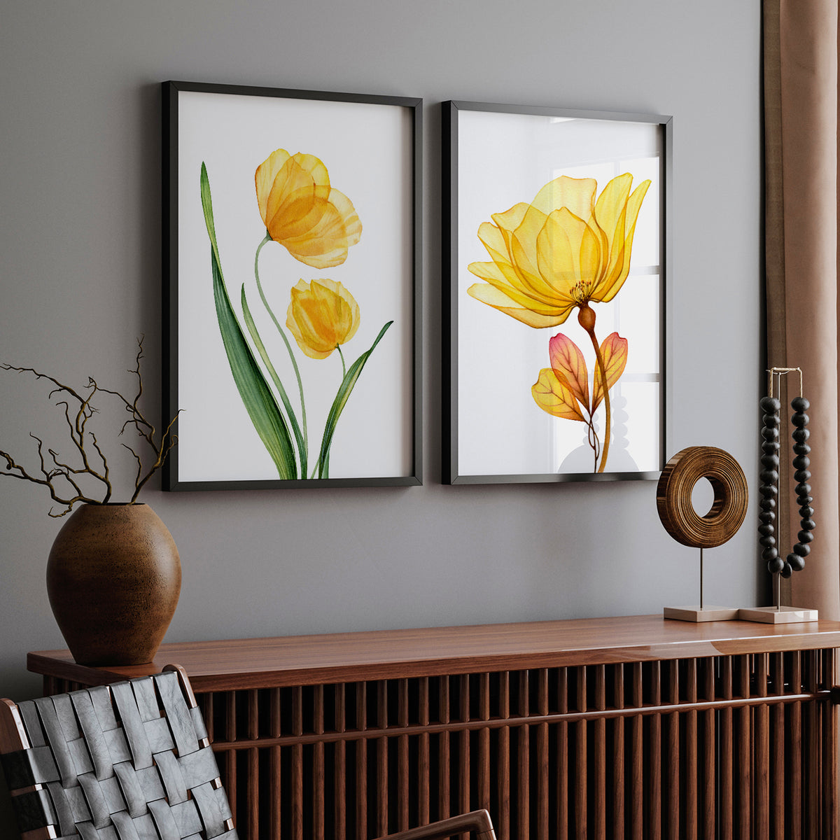 X-Ray Botanical Art, Set of 2, Set of Two Paintings