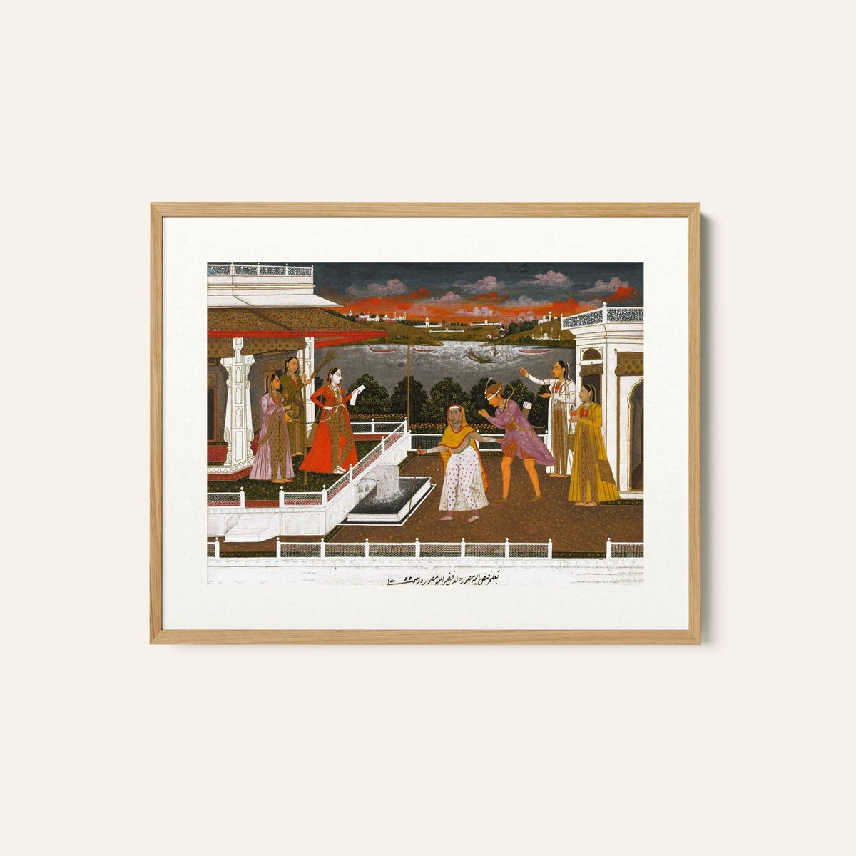 A blindfolded suitor is brought before a princess Mughal, Mughal Miniature Paintings