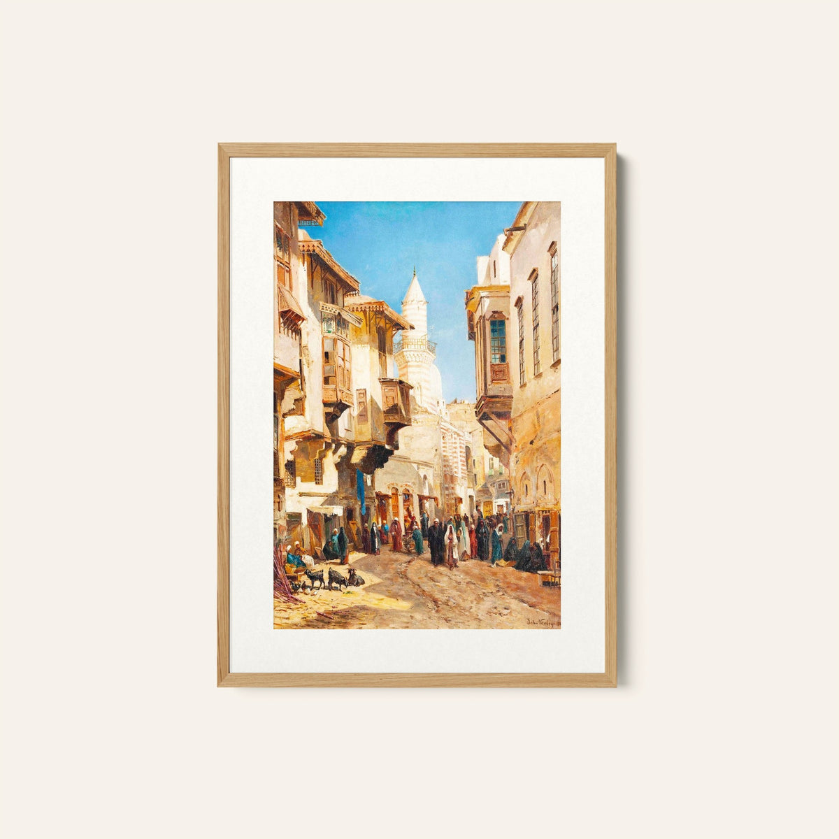 A bustling street before the mosque of Emir, Egyptian Art Paintings