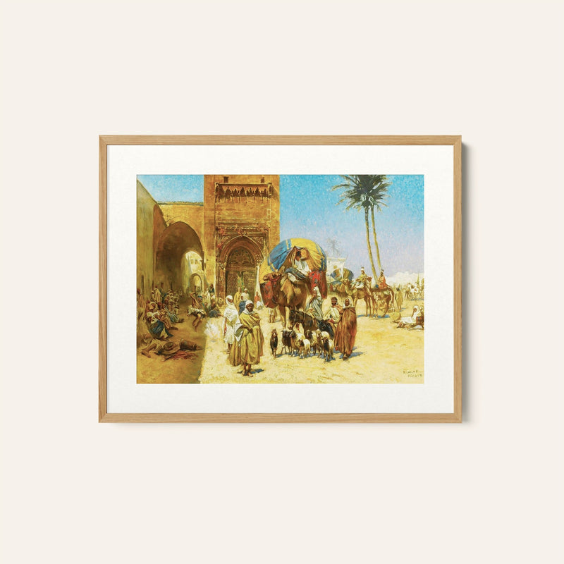 A Caravan Outside Of A Mosque, Arabic Islamic Art