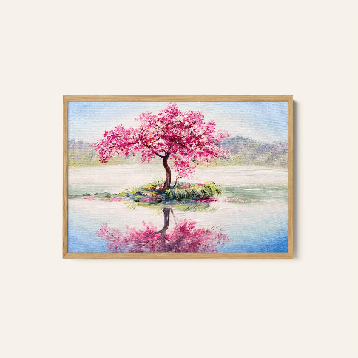 A Colorful Tree in the lake, Botanical Flower Paintings