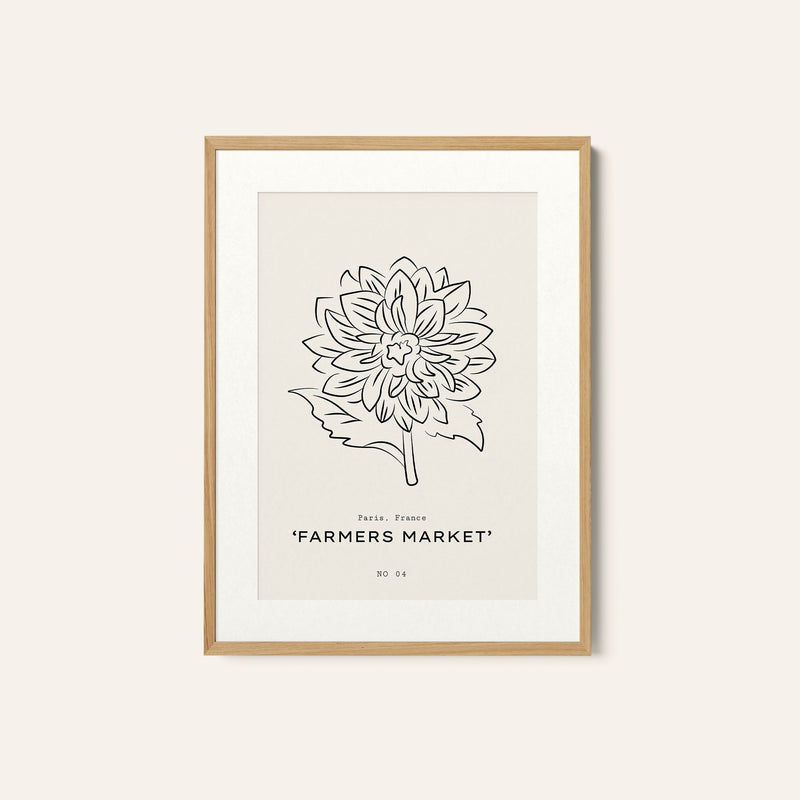 A Dahlia Flower , Line Art Painting