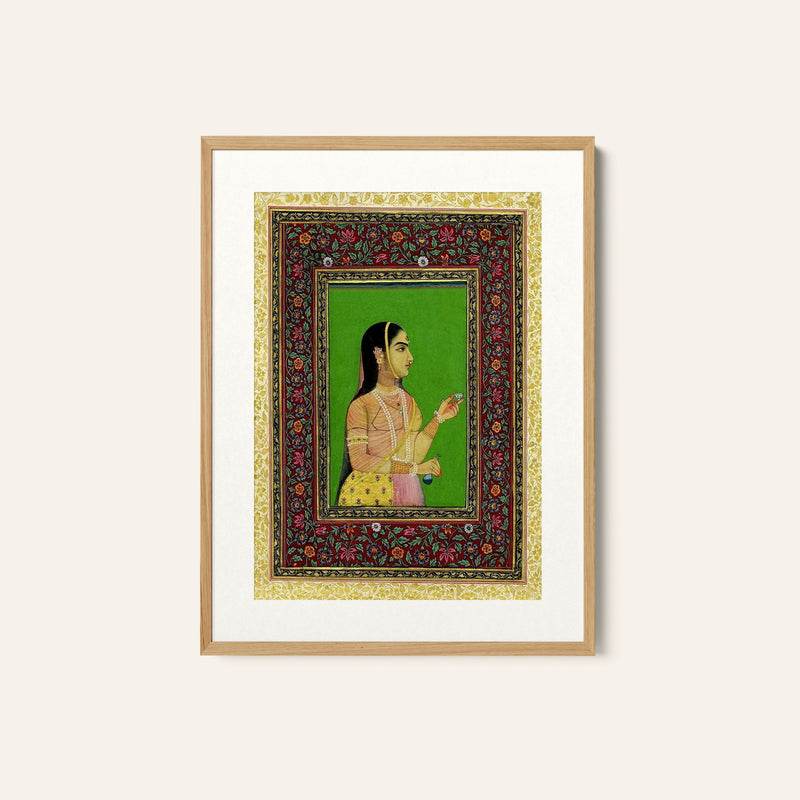 A girl offering a wine cup, Mughal Miniature Paintings