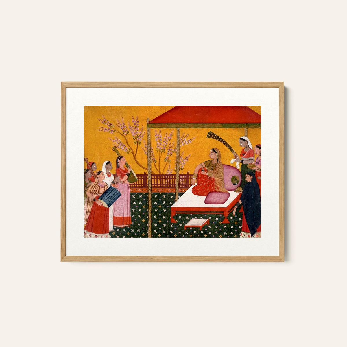 A lady seated on a terrace, Indian Miniature Paintings
