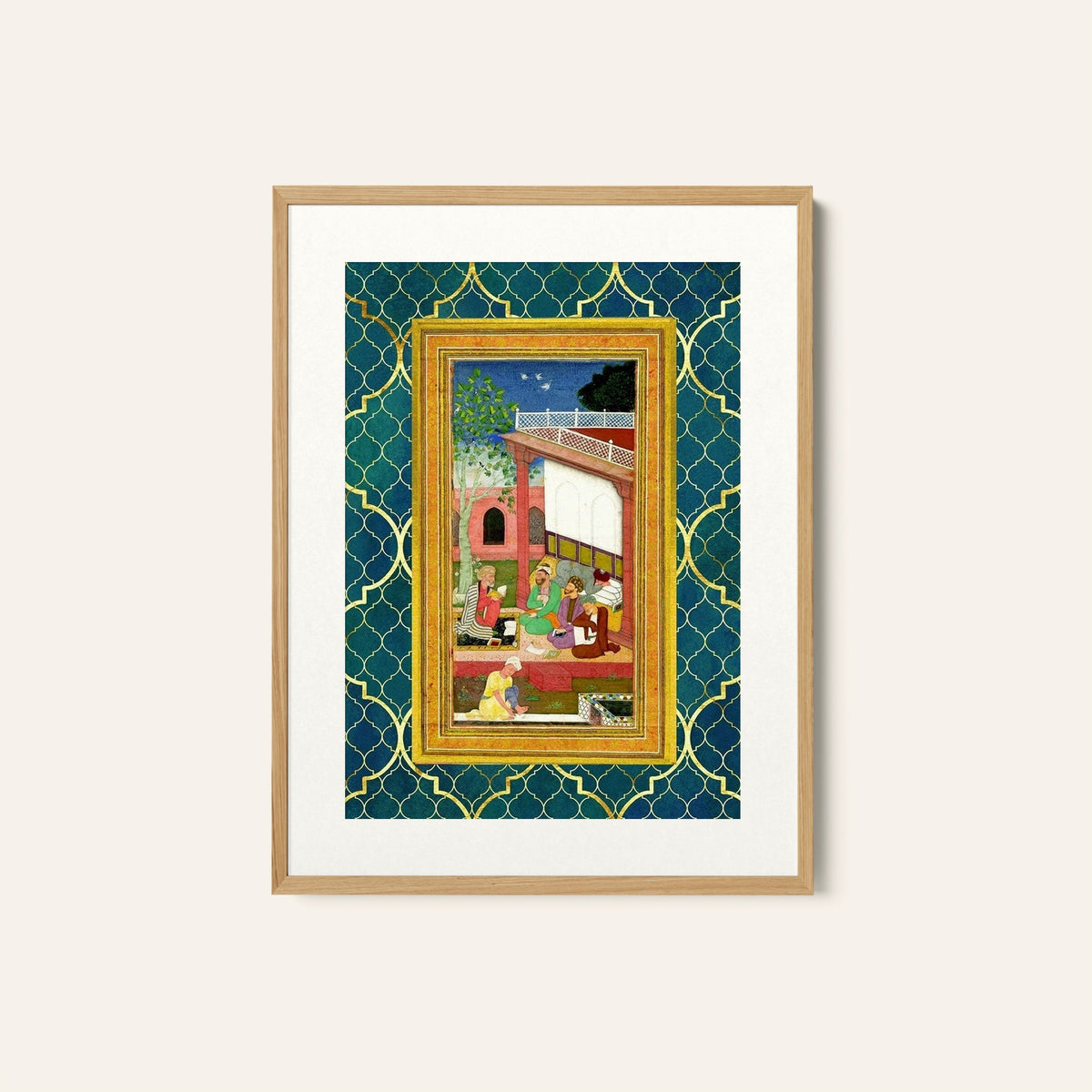 A Muslim Saint Mawlana in the court, Mughal Miniature Paintings