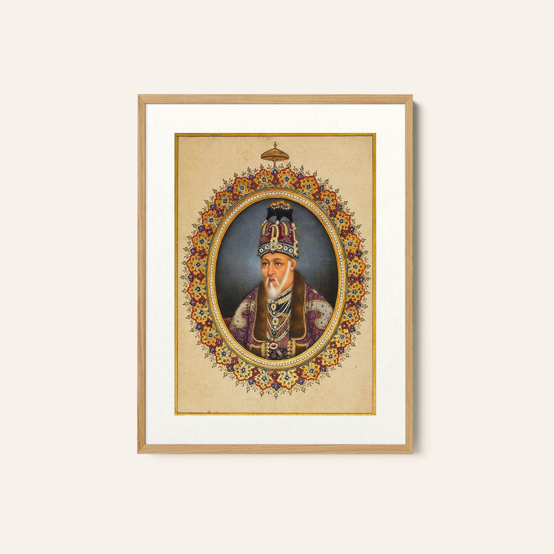 A portrait of Bahadur Shah II Mughal Delhi, Mughal Miniature Paintings