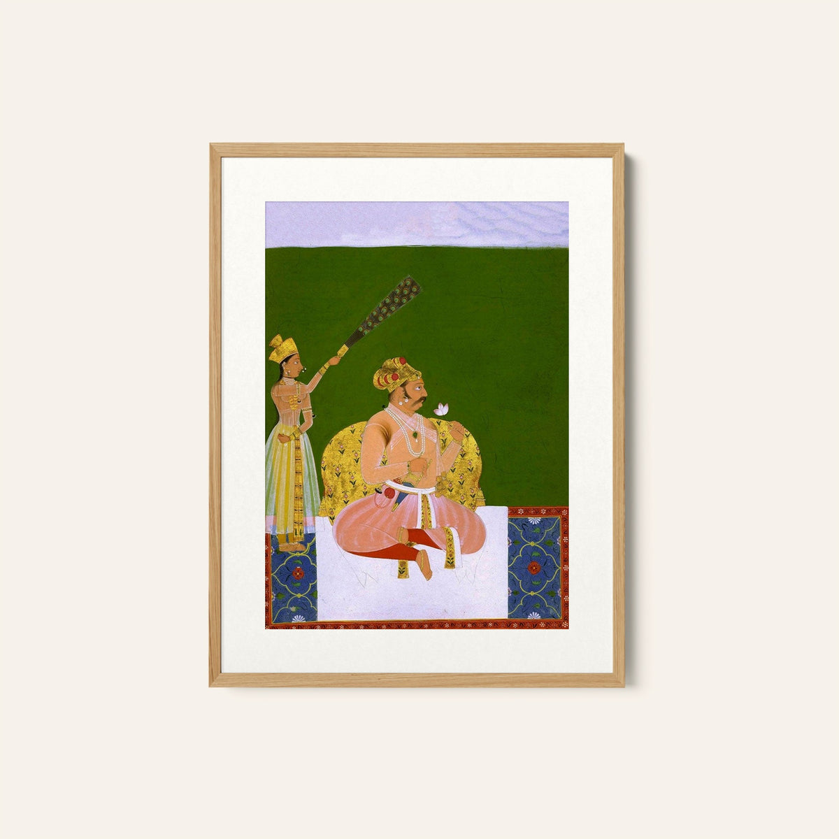 A seated nobleman with attendant, Rajasthani Miniature Paintings