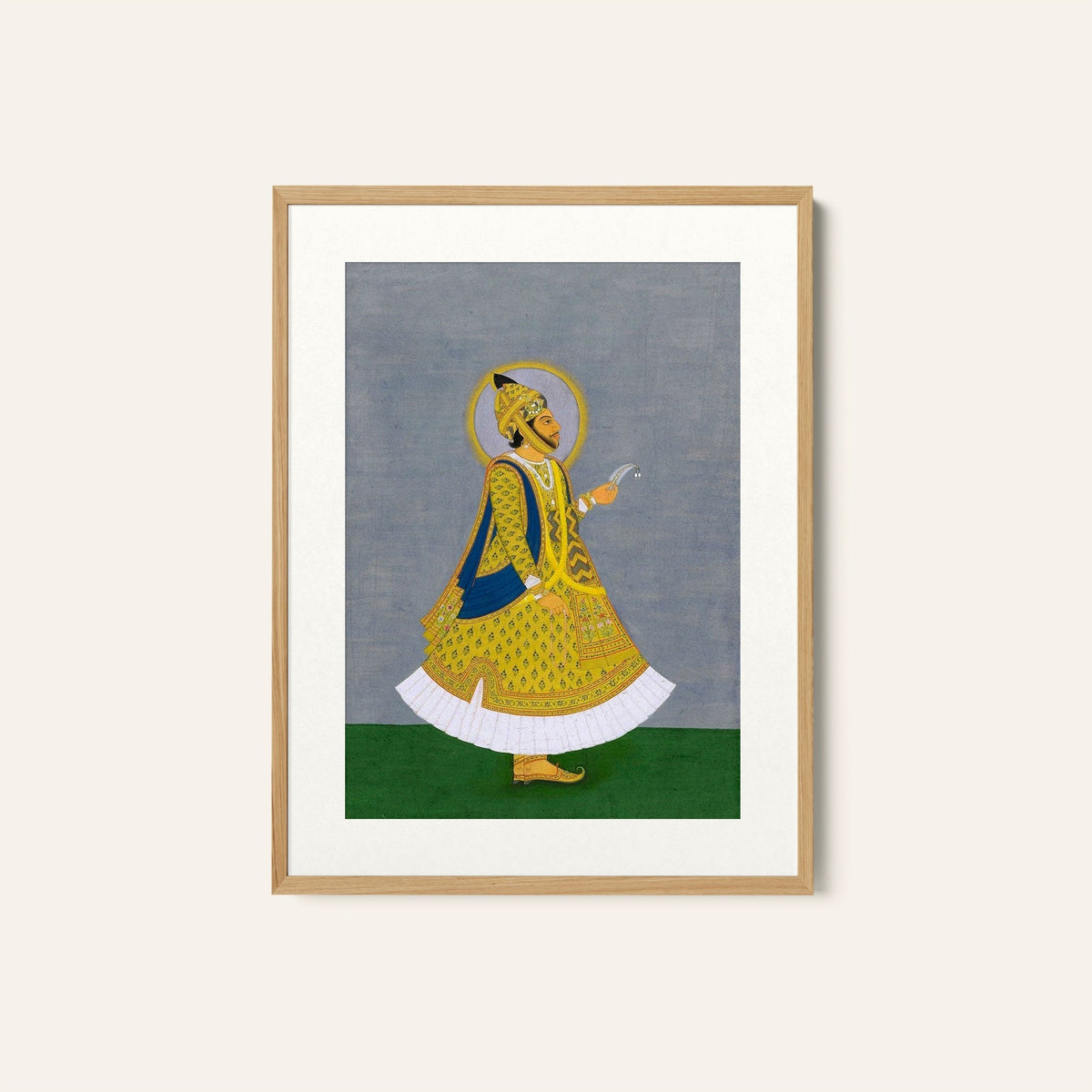 A standing portrait of Raja Pratap Singh of Jaipur, Rajasthani Miniature Paintings