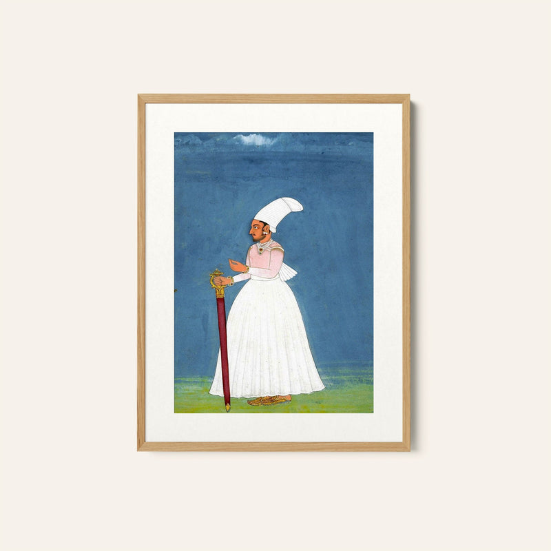 A standing portrait of Ram Singh of Mewar, Rajasthani Miniature Paintings