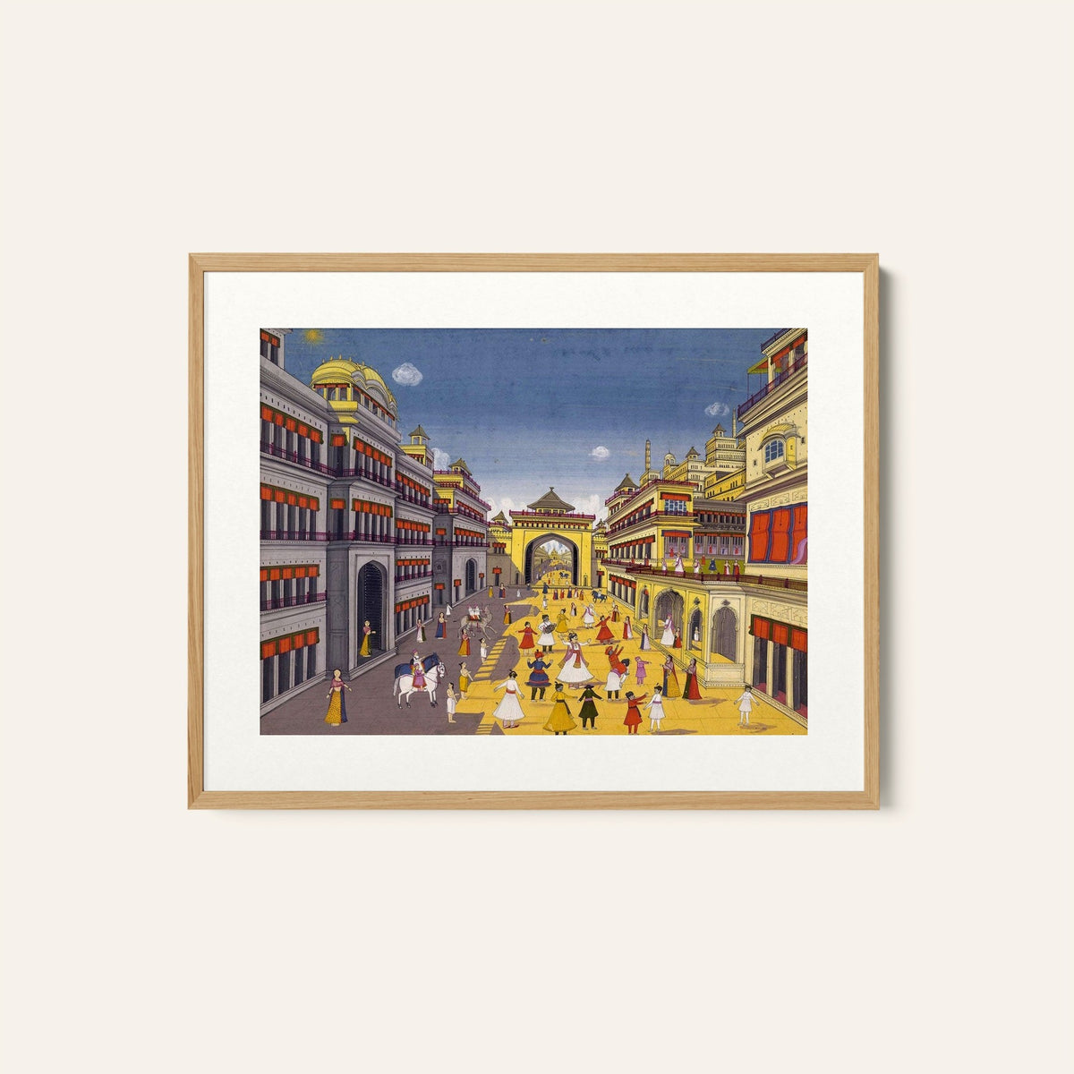 A street scene in European perspective, Indian Miniature Paintings