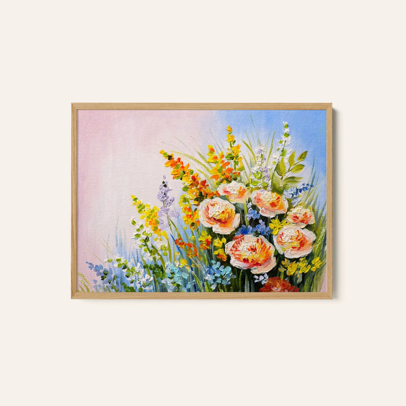 Abstract bouquet of summer flowers, Botanical Flower Paintings