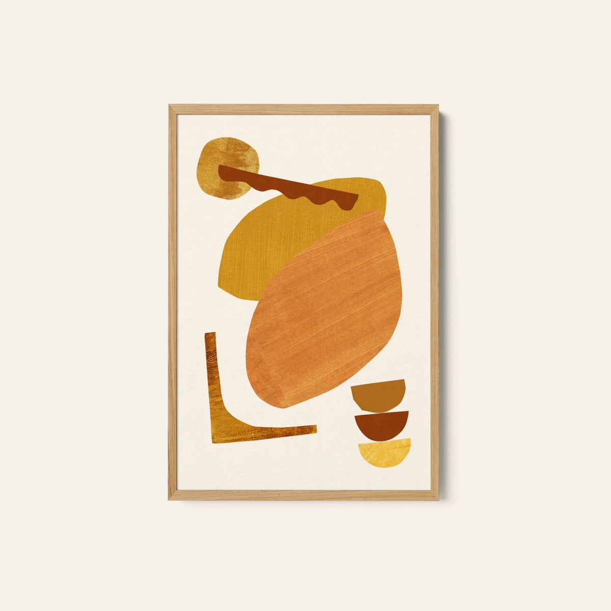 Abstract Collage With Warm Shapes, Minimal Art, Minimalist Painting